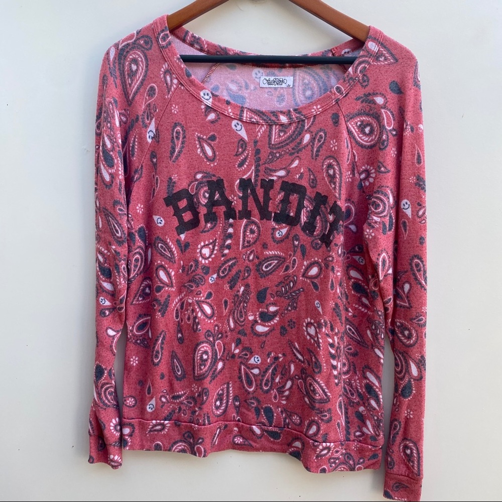 Lauren Moshi | Red Graphic Paisley Seatshirt S